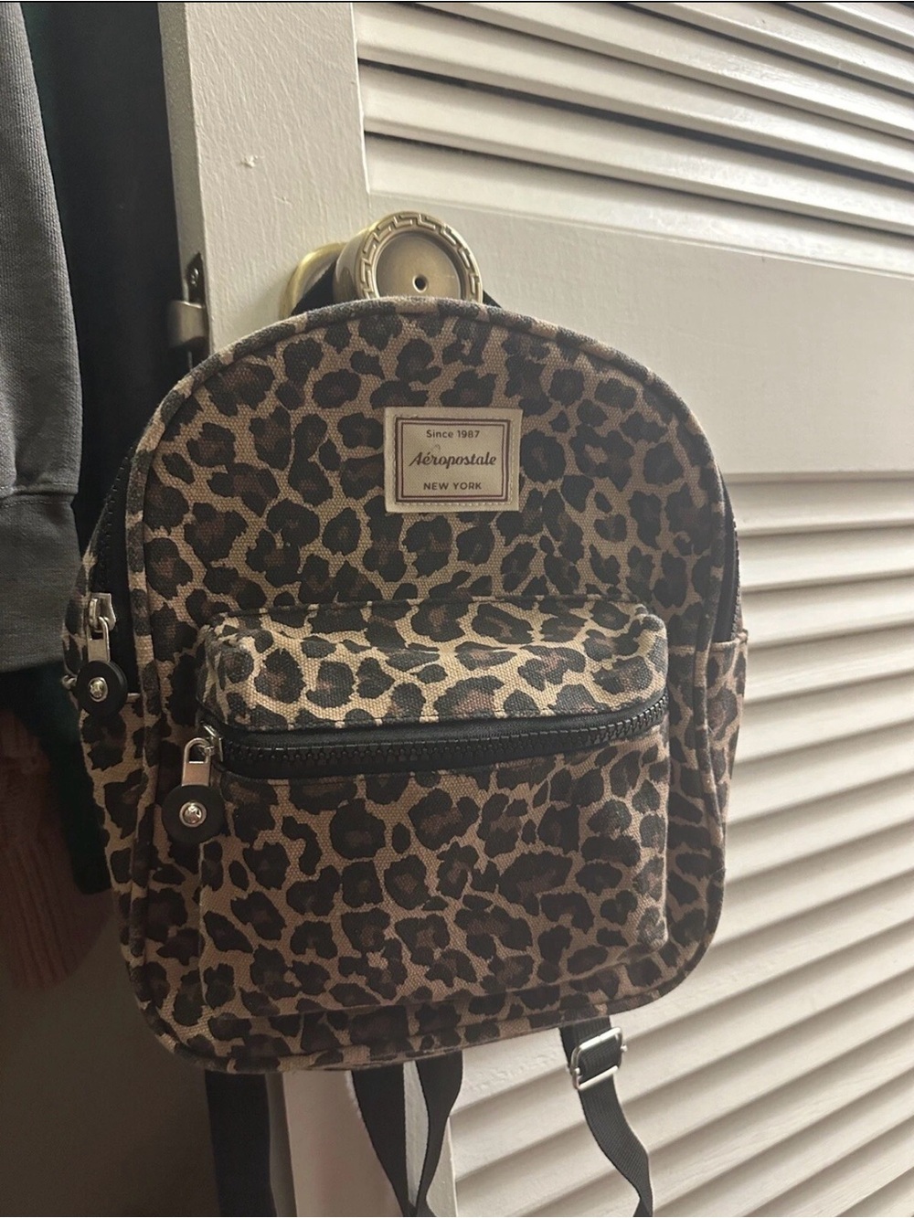 Aeropostale Leopard Print Mini Backpack - Black and Brown